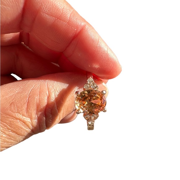 Rose Gold Cubic Zirconia Light Amber Stone with Rhinestones - Picture 4 of 7